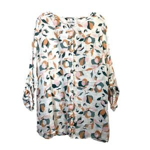 Rachel Zoe 100% linen floral shirt blouse Size‎ 1X